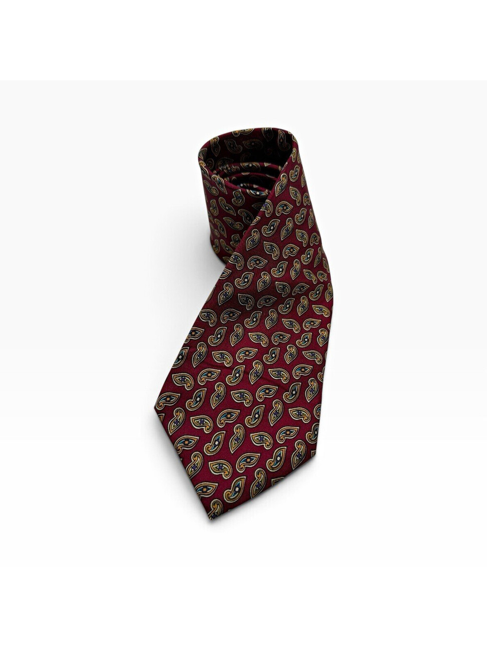 Brooks Brothers Men's Silk Neck Tie Burgundy Paisley Made in USA, 100% Silk